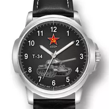 T-34 SOVIET RUSSIAN TANK PANZER WORLD WAR 2 USSR MENS WRIST WATCH BIRTHDAY GIFT