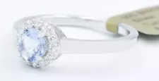 LAB CREATED 0.75 Cts TANZANITE & WHITE SAPPHIRE RING .925 Silver - NEW WITH TAG