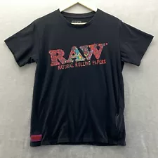 Raw Brand T-Shirt Zip Stash Pocket Size M Ghost Shrimp Tee Black Colorful Read