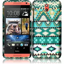 For HTC Desire 610 Rubberized Design - Mint Green Aztec