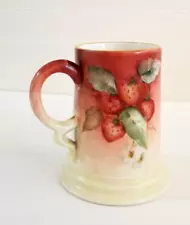 Antique Rosenthal Tankard Mug Bavaria Hand painted Strawberry Plant Motif 5 in