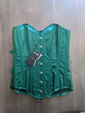 Corset Story Dark Green Satin Long Line Overbust Poison Ivy Cosplay