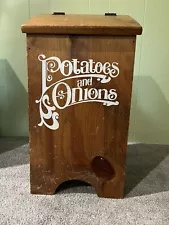 VTG Potatoes AND Onions Wooden Storage Bin Farmhouse Country Cottagecore