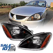 For 2004-2007 Mitsubishi Lancer Sedan Headlight W/Bulb Headlamp Black Left+Right