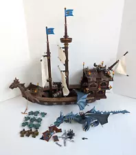 Mega Bloks Dragons Man O War Ship Set Nearly Complete 9895 with Dragon