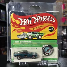 1969 Hot Wheels Redline Mustang Boss Hoss Aqua Body Black Int Black Roof 71 NEW