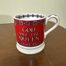 Emma Bridgewater God Save Queen Mug Elizabeth Crown Royal UK Red