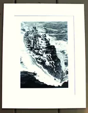 Sale! Digital Matted Photo WWII US Navy "USS Texas Battleship BB-35 “UNDERWAY"