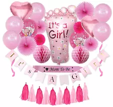 Complete Premium 31 PCS Baby Shower Decorations for Girls Pink Baby Shower Décor