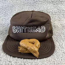 Vintage Poop Head Snapback Hat Brown Mesh Trucker Poo Funny Comedy DISPLAY READ