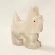 Vintage Hand-Carved Onyx Scottish Terrier Schnauzer Dog Statue Figure Sculpture