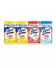 Lysol Wipes Multi-Surface Cleaning Wipes Lemon & Lime Crisp Linen Mango 80X4pck