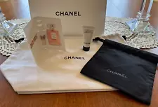 CHANEL DRAWSTRING BAG/BLACK JEWELRY BAG/COCO MADEMOISELLE INT & CLEANSER SAMPLES