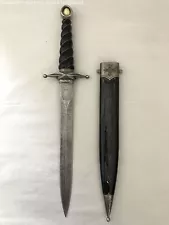 Decorative Collectible Black & Silver Tone Dagger 17" Fixed Blade Knife