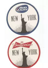 Lot Of 5 Bud Light Beer/Budweiser Coasters for New York City-statue of liberty