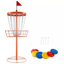 VEVOR 24-Chains Disc Golf Basket Portable Disc Golf Catcher Orange Hole Practice