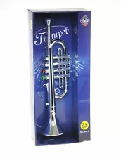 Metallic Silver Kids Trumpet Horn Wind Instrument with 4 Colored Keys