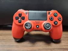 PS4 Controller Dual Shock 4 Wireless RED. Works, Has Damage To Stick. Cosmetic