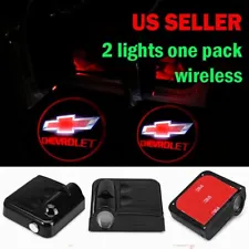 2x Wireless CHEVROLET Red Ghost Shadow Projector Logo LED Courtesy Door Step (For: 2015 Chevrolet Cheyenne)
