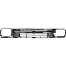 Grille For 92-95 Toyota Pickup Chrome Shell w/ Black Insert Plastic (For: 1992 Toyota Pickup SR5)