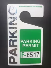 GREEN HOLOGRAM PARKING PASS FOR STUDENTS, TENANTS, LANDLORDS. LARGE SIZE.