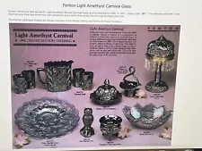 FENTON LAMP AMETHYST CARNIVAL GLASS 1991 LIMITED EDITION, NEW