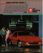 1988 Dodge DAYTONA SHELBY Z Red 2-door Coupe Sports Car Vintage Ad