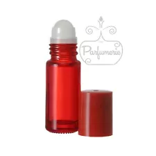 30 ml / 1 oz. Extra Large Empty Red Glass Roll On Perfume, Essential Oil Bottle