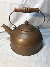 Revere Ware Copper Kettle Vintage Tea Pot wood handle Rome NY Nice Patina VGUC