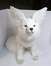 Hansa Long-Eared Sitting Artic Fox Plush 13" Rare, Super Clean & Very Realistic!