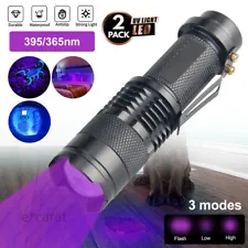 2Pcs UV Ultraviolet Flashlight Black Light 395nm 365nm Detector Urine Pet Stains