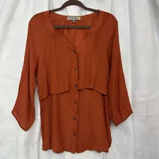 New ListingFig & Flower Boho Burnt Orange Sheer Tier Tunic Women’s 1X Balloon 3/4 Sleeve