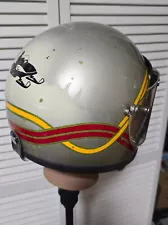 VTG 1979 SNOWMOBILE HELMET METALFLAKE Green Silver Black Yellow FULLFACE MEDIUM