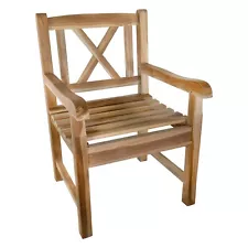 Nordic Style Teak Wood Natural Garden/Patio Outdoor Dining Chair with Arm Rests