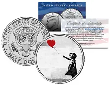 BANKSY * THERE IS ALWAYS HOPE * Colorized JFK Half Dollar Coin GIRL WITH BALLOON