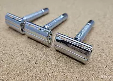 LOT OF 3 - Double Edge Butterfly / Chrome Knurled Handle Safety Razor 8032410