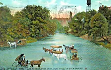 VIntage Postcard-San Antonio River, Court House in Back Ground,San Antonio, TX