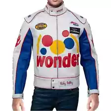 Wonder Talladega Nights Ricky Bobby White Racing Leather Jacket for Men & Women