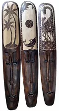 SET OF 3 40” TIKI MASK HAWAIIAN WALL ART ISLAND HOME DECOR BAR TROPICAL