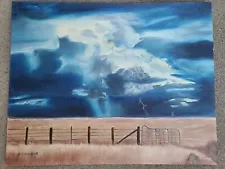 Vtg 1970s Original Oil Painting 20x16 THUNDER CLOUD Bob Ross Style Art 1975