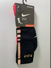 Nike Elite Lebron James Cushioned Crew Socks Large 8-12 Black, Factory Seconds