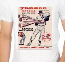 1963 New York Yankees Baseball Yearbook Cover Vintage art T shirt for Men