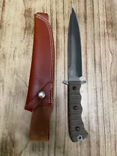 Tops 'Wild Pig Hunter' Fixed Blade Knife with factory Leather Sheath