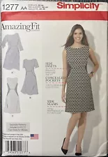 Simplicity 1277 Amazing Fit Dress Concealed Pockets Plus Size 10-18 Uncut