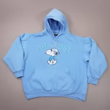 Vintage 90s Joe Cool Snoopy Hoodie Changes Label Mens XL Light Blue Distress