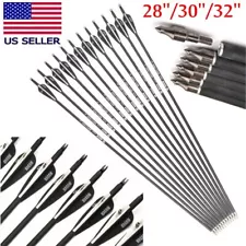 12/24Pcs 28/30/32 Inch Carbon Arrows OD 7.8mm Archery For Compound/Recurve Bow