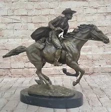 Bronze Art Sculpture Statue Western Cowboy w/ Remington Rifle Home Office Gift