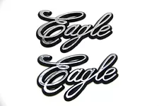 For International 9400 Eagle Emblem Badge Logo Set Chrome Black pair