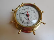 Vintage Airguide Nautical Marine Brass Ship Wheel Clock - Model 1215 B -NOS-RUNS