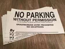 Lot of 5 NO PARKING WITHOUT PERMISSION Signs